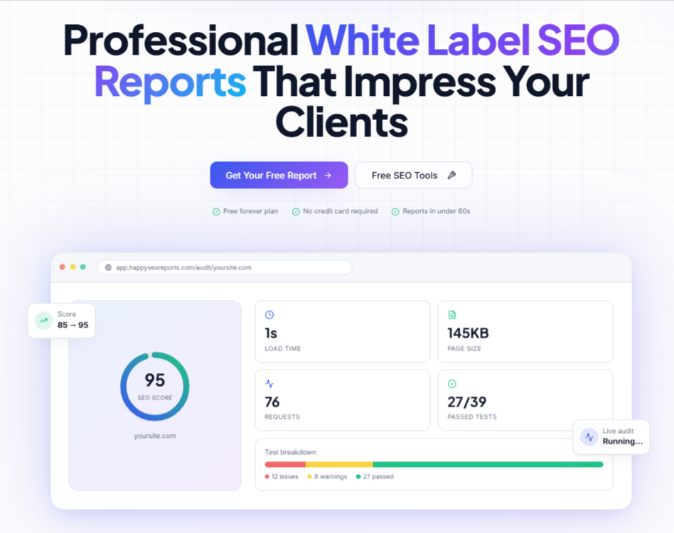 HappySEOReports Dashboard - Premium SEO Tool by Nayeem Ahmed