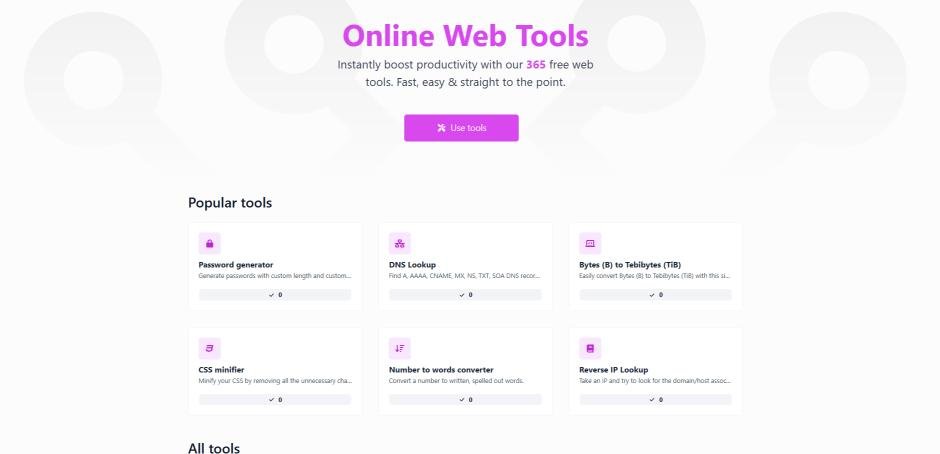 HappyWebTools interface